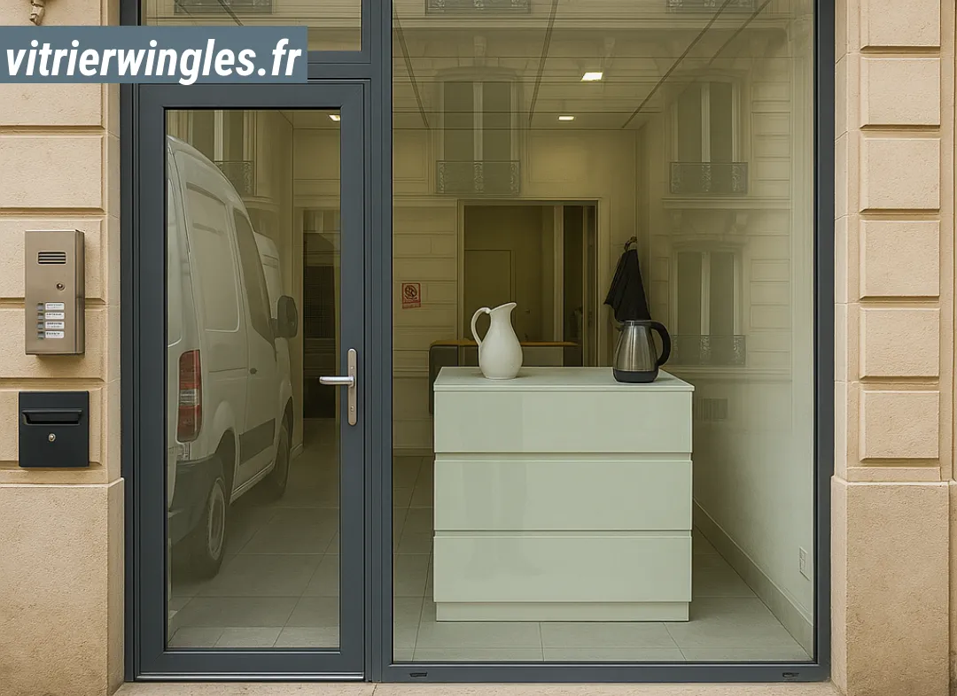 Façade vitrine de magasin en aluminium sur mesure à Wingles